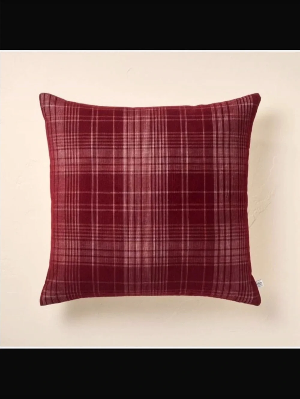 Hearth & Hand With Magnolia Fall Plaid Burgundy Red Corduroy Throw Pillow NEW